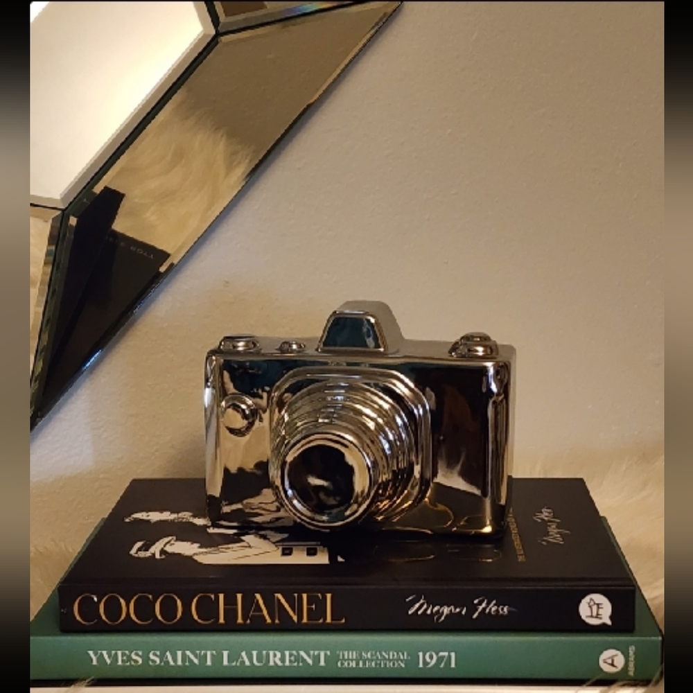 Decorative Silver Camera Figurine